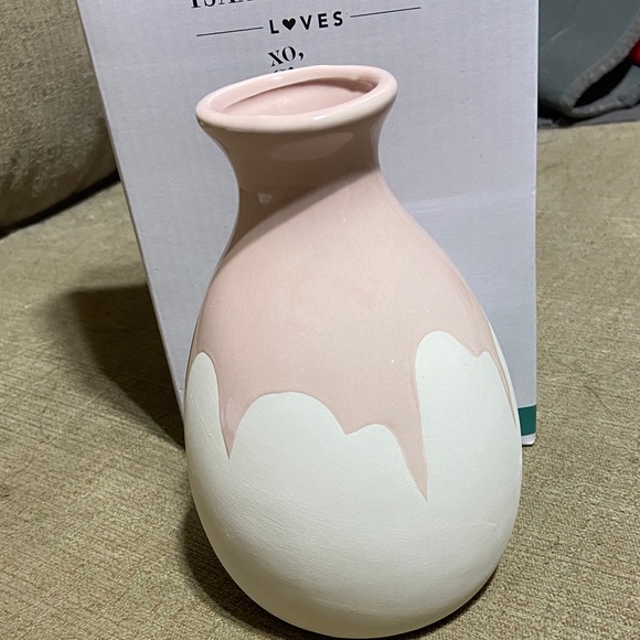 Isaac Mizrahi Ceramic Vase - Blush and Ivory - Picture 2 of 3